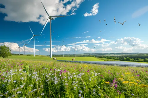 Énergies renouvelables : quel réel impact sur l’environnement ? 3 Vue d’un paysage naturel transformé par l’intégration de solutions en énergies vertes et leur effet sur la biodiversité