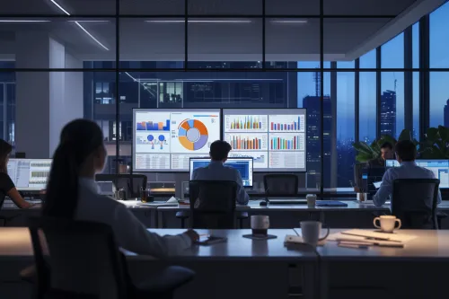 Tableau de bord affichant les performances et métriques d'implémentation de l'IA générative en entreprise