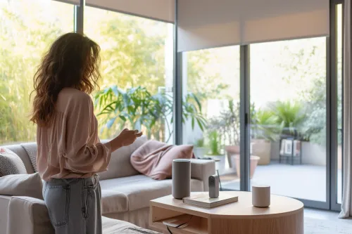 Design Intérieur : 3 Révolutions Qui Transforment Nos Logements 2 Système domotique connecté contrôlant l'éclairage, le chauffage et la sécurité d'une maison moderne