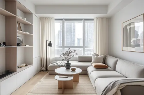 Design Intérieur : 3 Révolutions Qui Transforment Nos Logements 4 Appartement urbain compact aménagé avec mobilier épuré et solutions de rangement optimisées