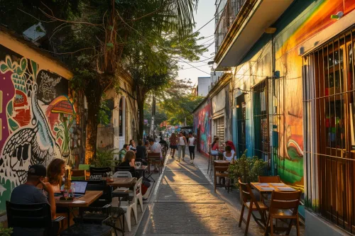 Rues colorées et architecture coloniale dans une ville moyenne d'Amérique latine hors sentiers battus