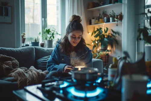 Personne ajustant le thermostat de son domicile pour réduire sa consommation énergétique