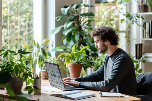 Écran d'ordinateur affichant des métriques de performance énergétique et d'éco-conception web